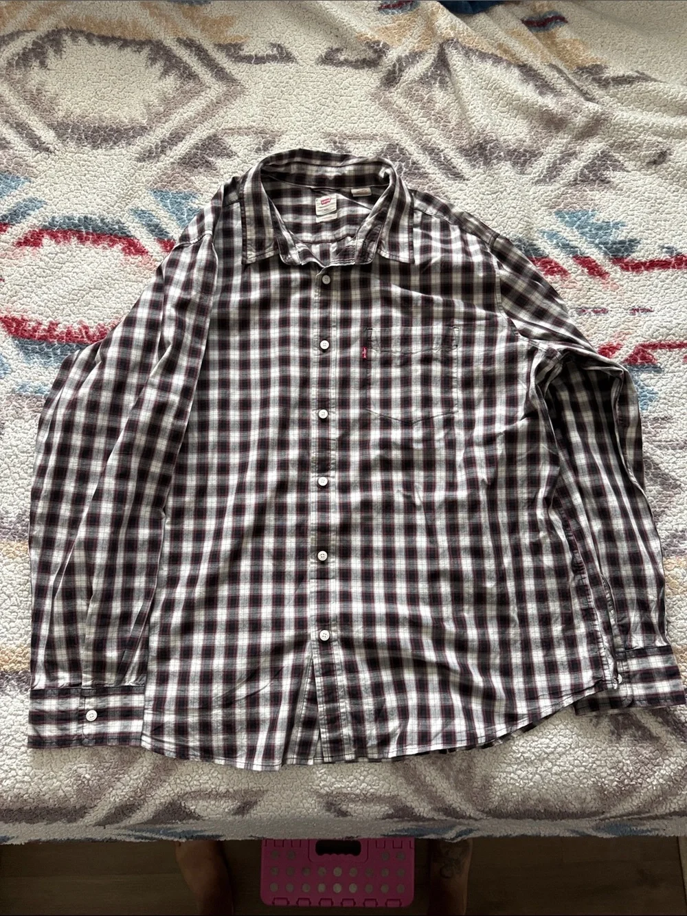 Levi's Black and White Plaid Button-Down Shirt